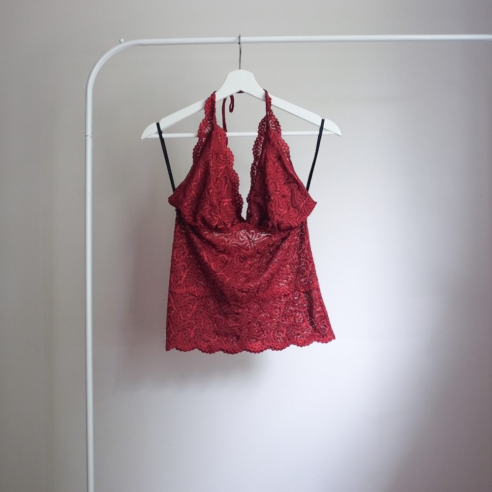 BEBE Red Halter Top